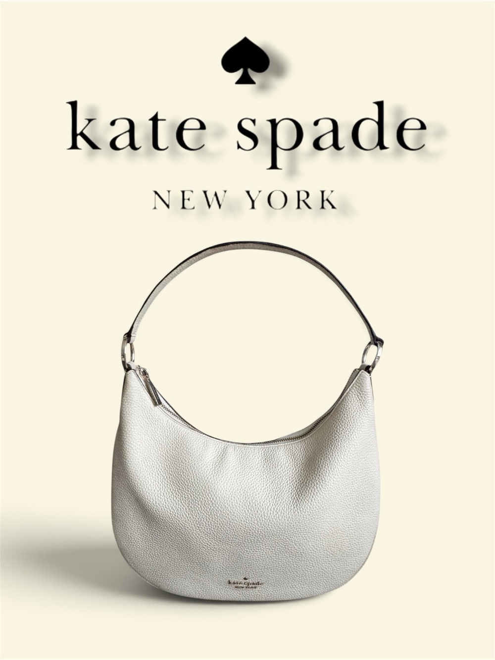 Kate Spade ♠️ Cream Pebbled Leather Shoulder Hobo Bag-Excellent Condition